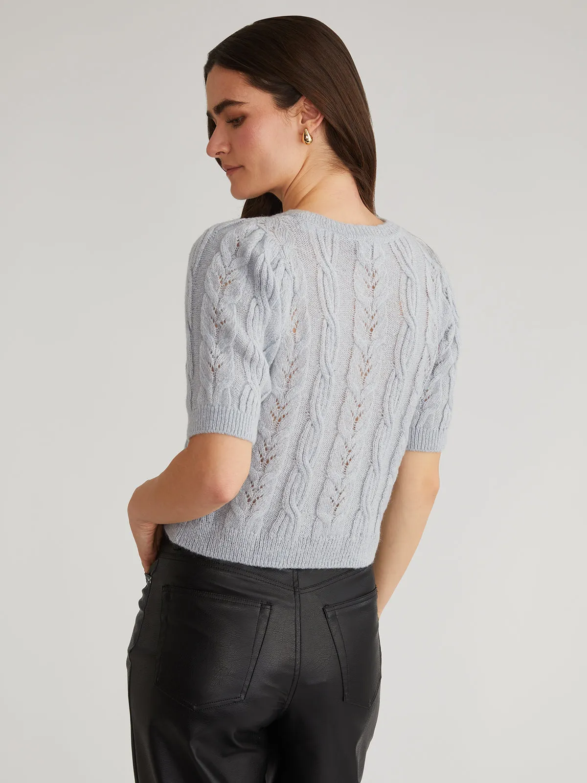 Lacey: Puff Sleeve Crew Cardigan