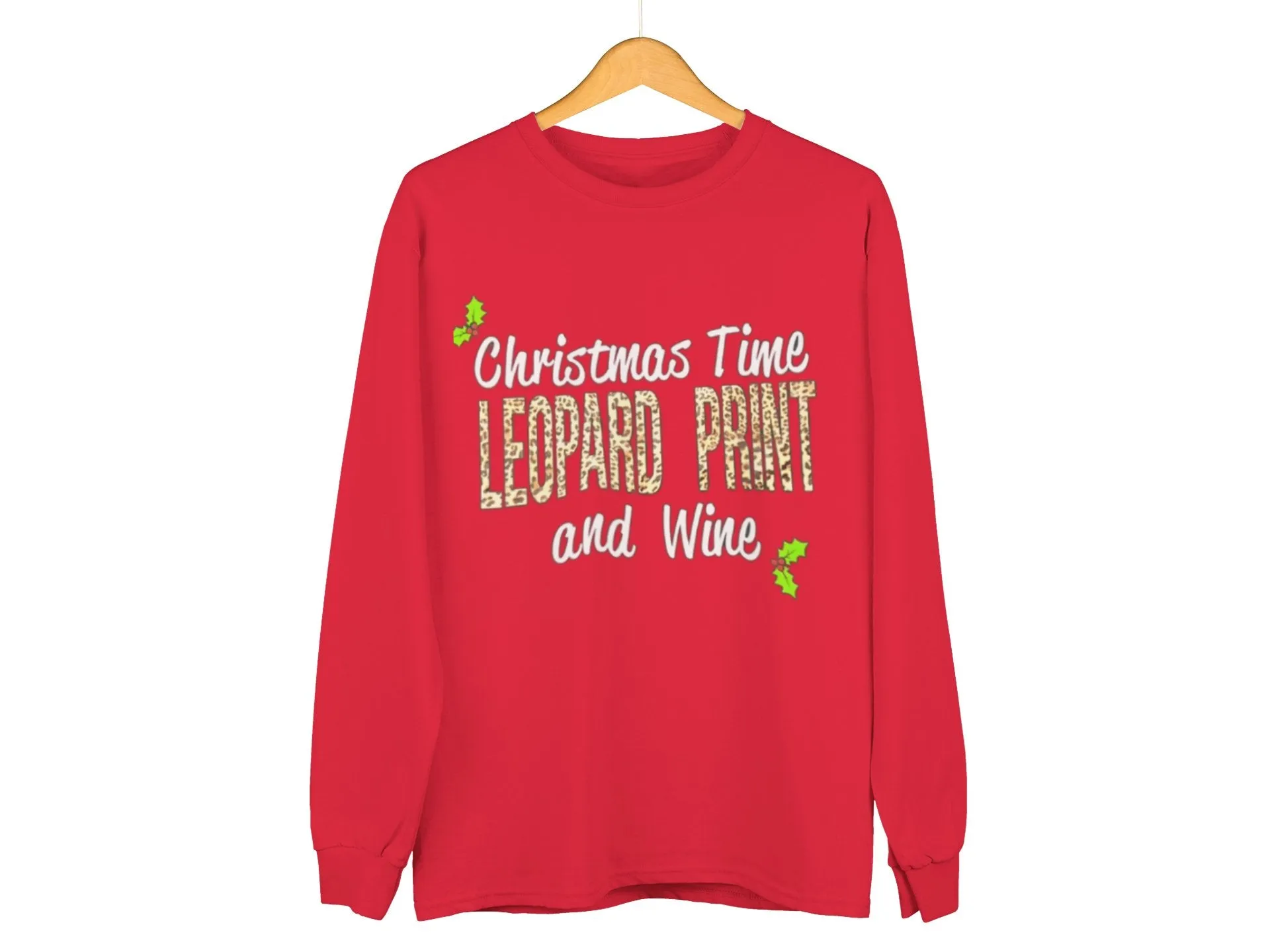 Leopard Print & Wine - Unisex Christmas Jumper