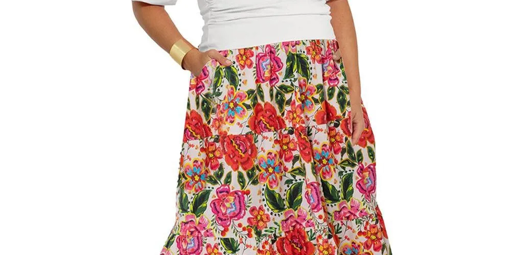 Leota Women's Maxi Evelyn Skirt Red Size 3X