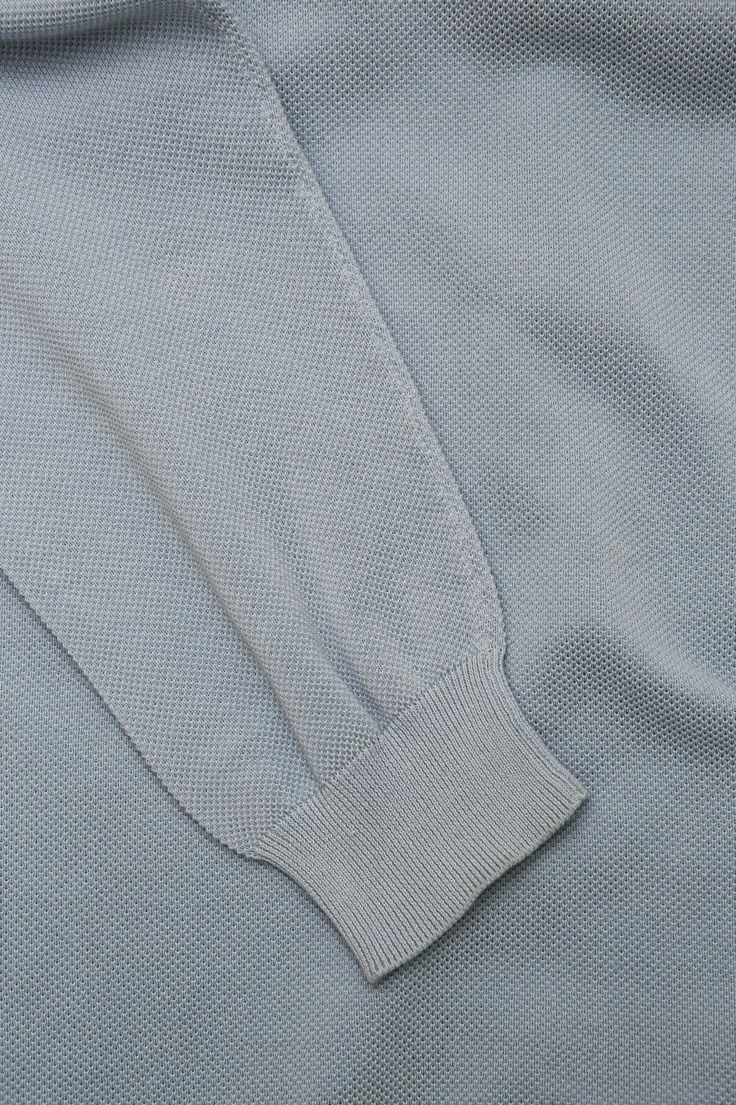 Light Blue Cotton Pique Fabric V Neck Jumper