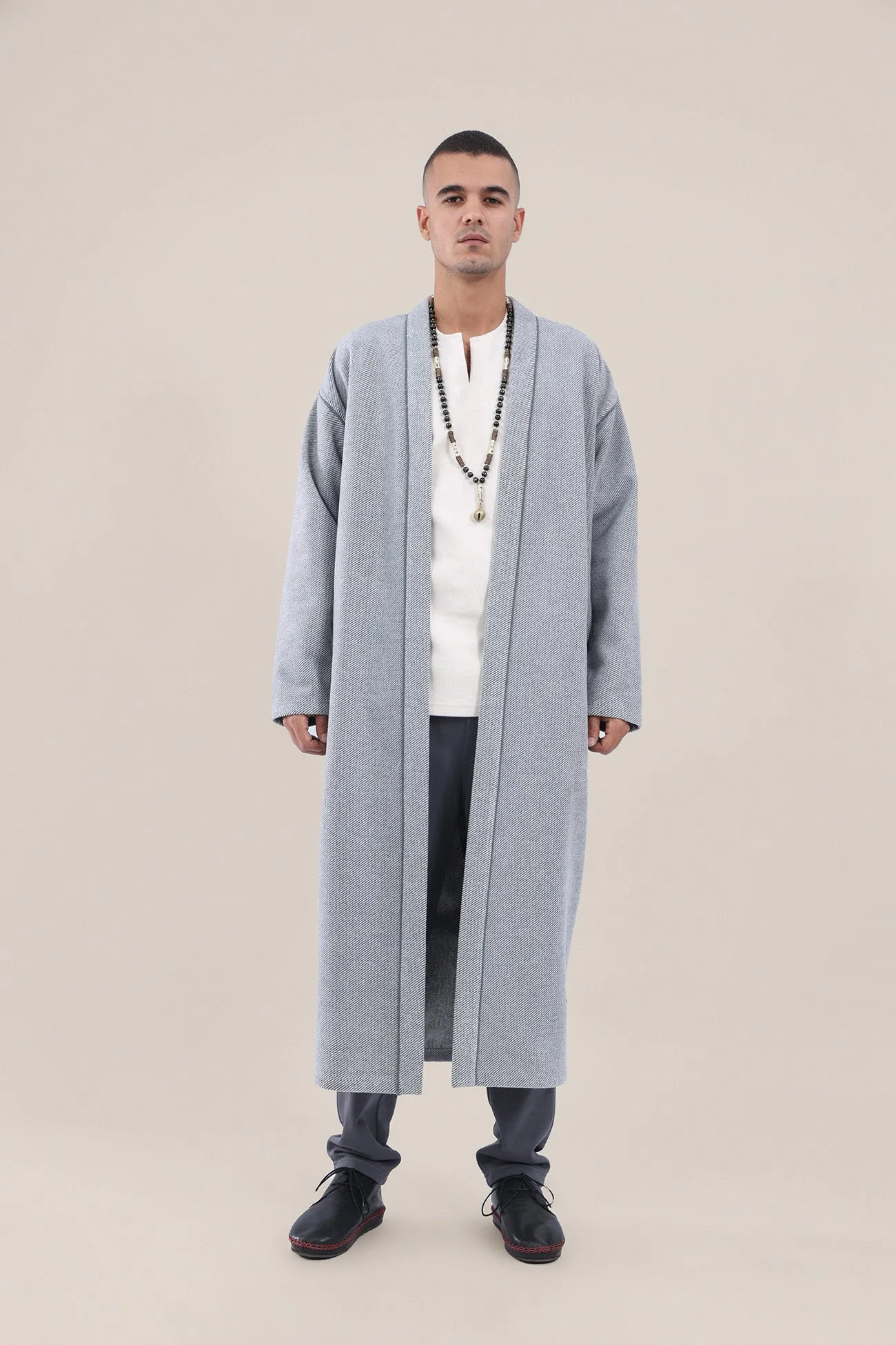 Long coat in wool blend