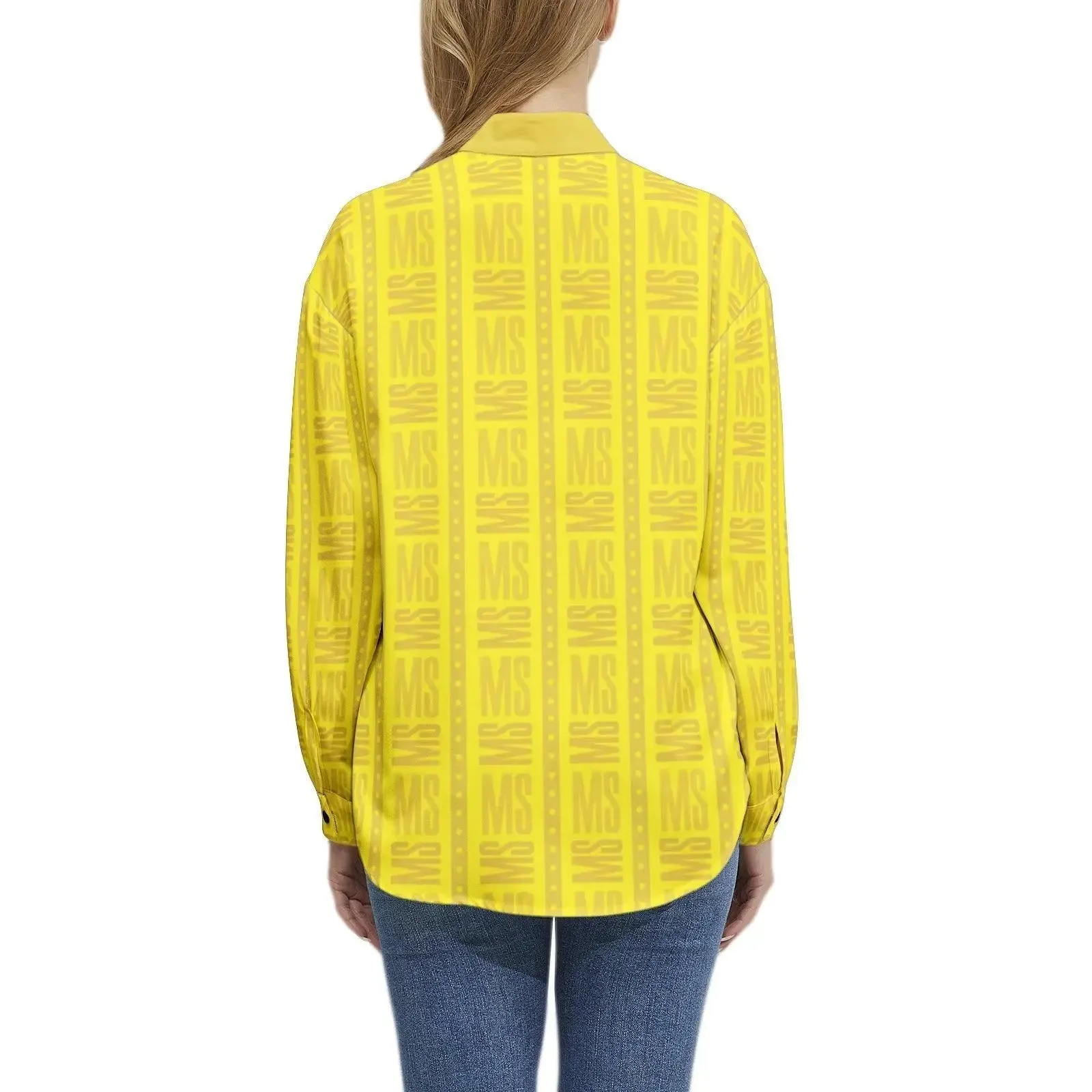 Long Sleeve Button Up Casual Shirt - Yellow