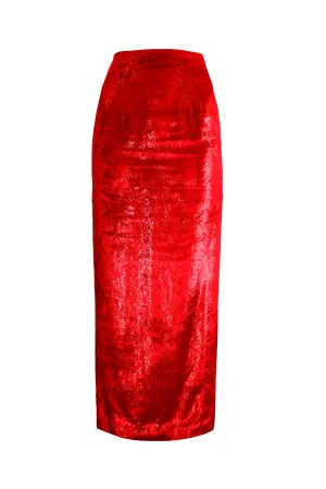 Lurex Velvet Maxi Skirt