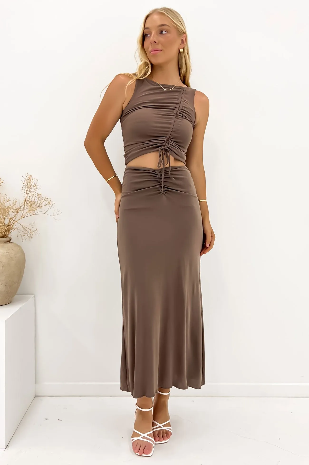 Luxe Ruched Tank Brown