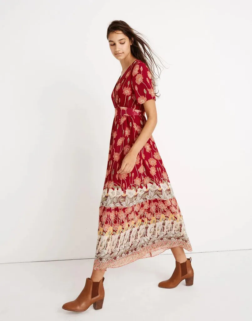 Madewell Tulip-Sleeve Maxi Dress in Tall Sunflowers - Size 4