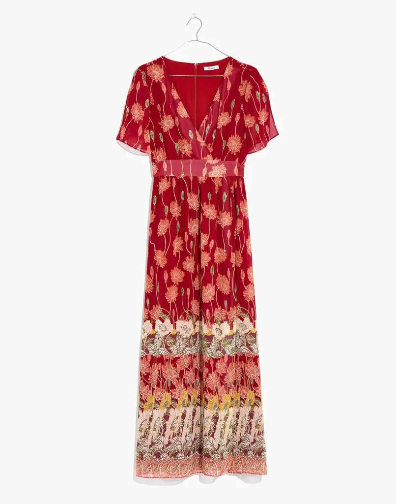 Madewell Tulip-Sleeve Maxi Dress in Tall Sunflowers - Size 4