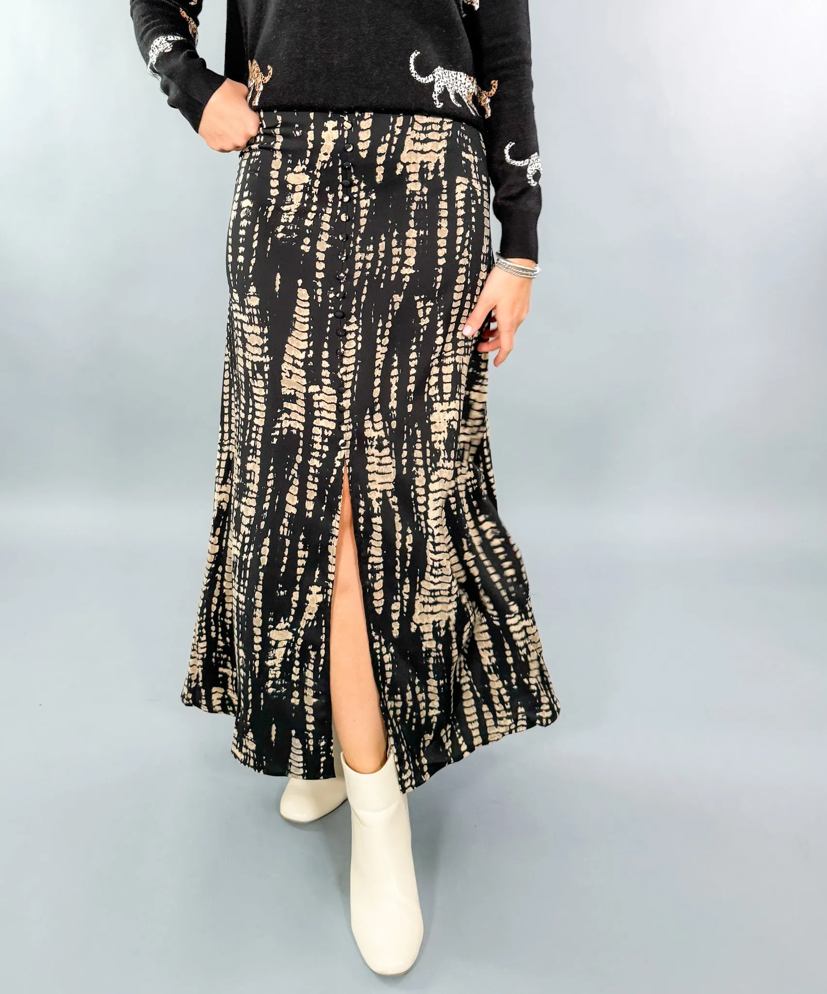 Magic Black   Tan Maxi Skirt