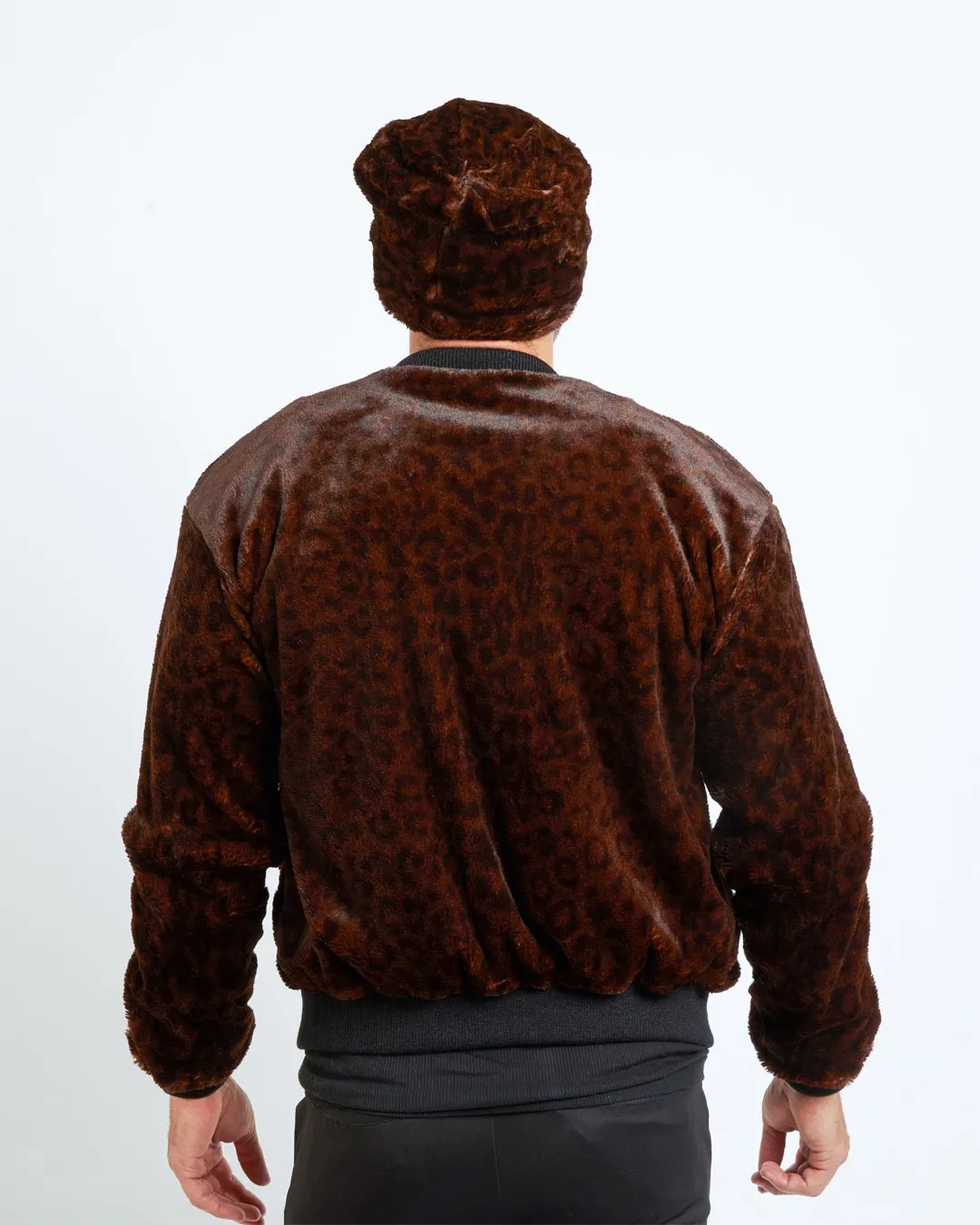 Mahogany Jaguar ULTRA SOFT Faux Fur Bomber Jacket | Men's