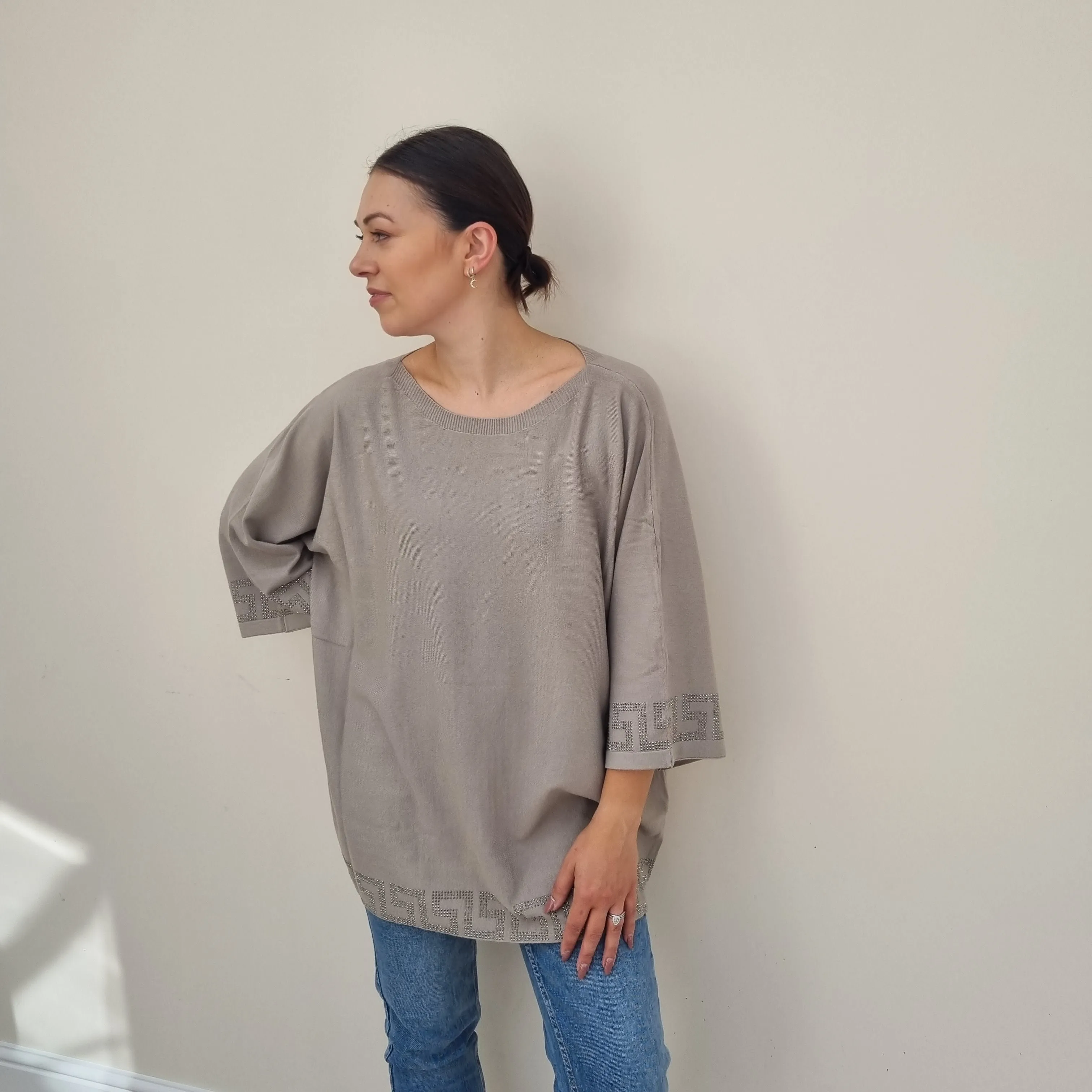 Malissa J Knitted jumper with geo design