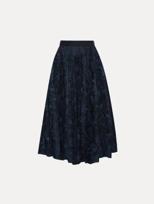 Marbled Carnation Guipure Pleated Skirt