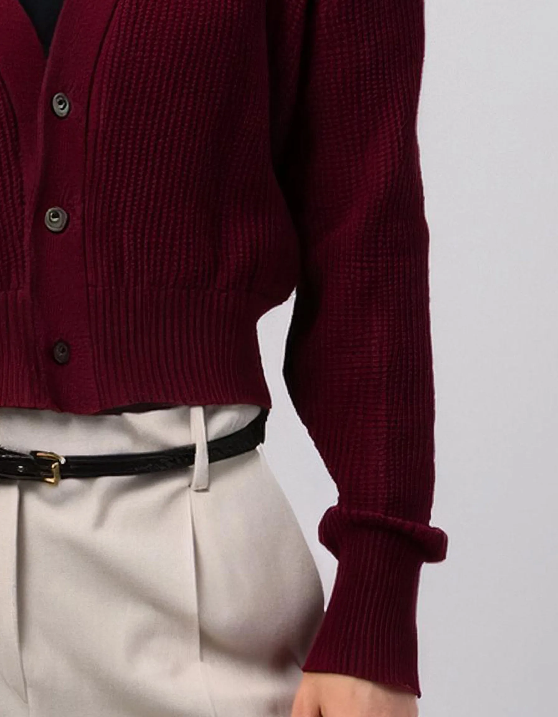 Maroon Crew Neck Cardigan