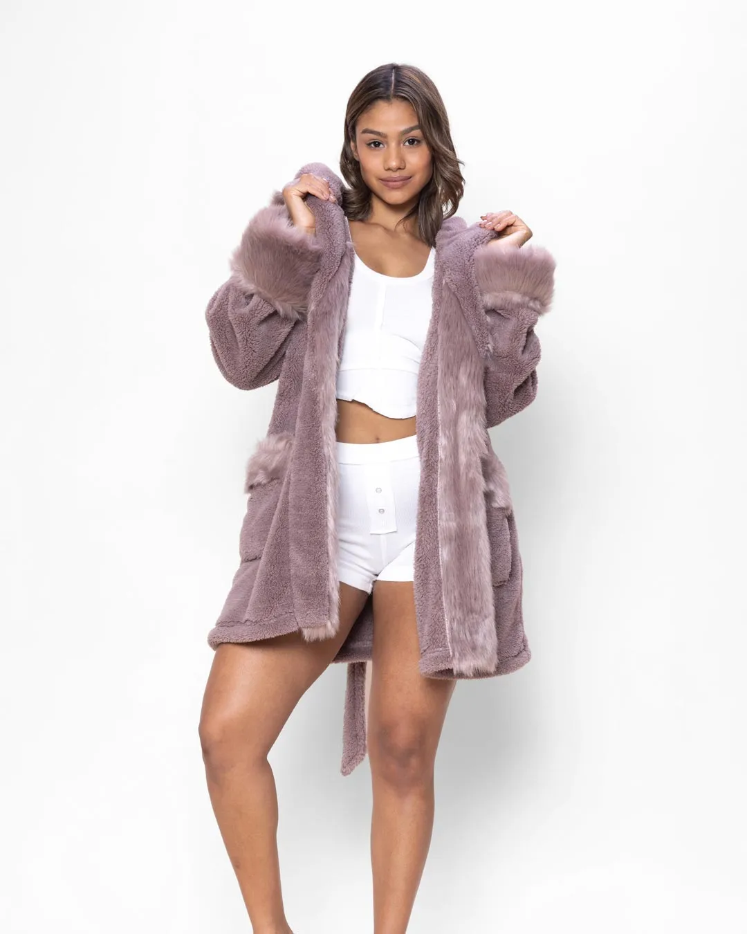 Mauve Kitten Classic Short Collector Edition Faux Fur Robe | Women's