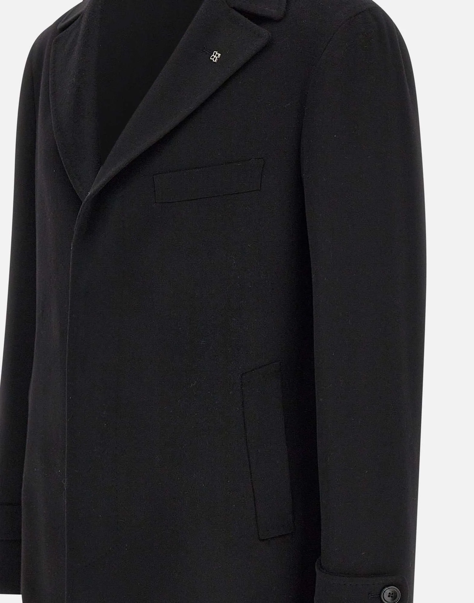 Men's Black Wool Long Coat