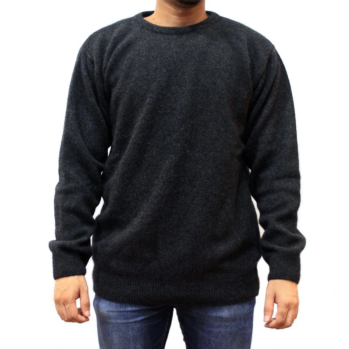 Mens Crew Neck Possum Merino Jumper - Charcoal