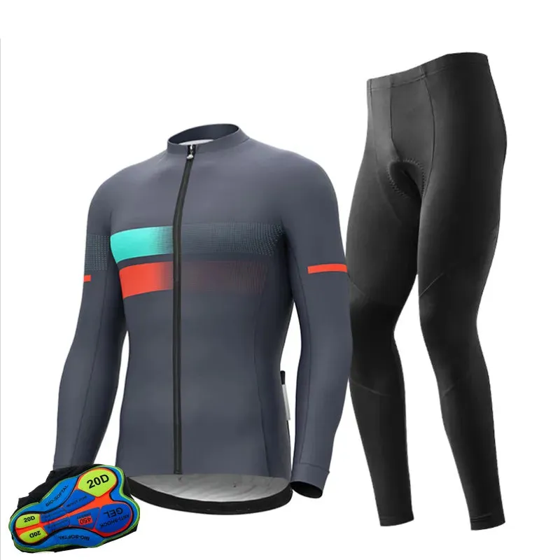 Men's Pro Sportswear Climbing Cycling Jersey Set Bicycle Suit Long Sleeves Outdoor Winter Thermal Fleece Riding Clothing