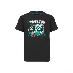 Mercedes Lewis Hamilton Kids T-Shirt, LEWIS #44, Black, 2022