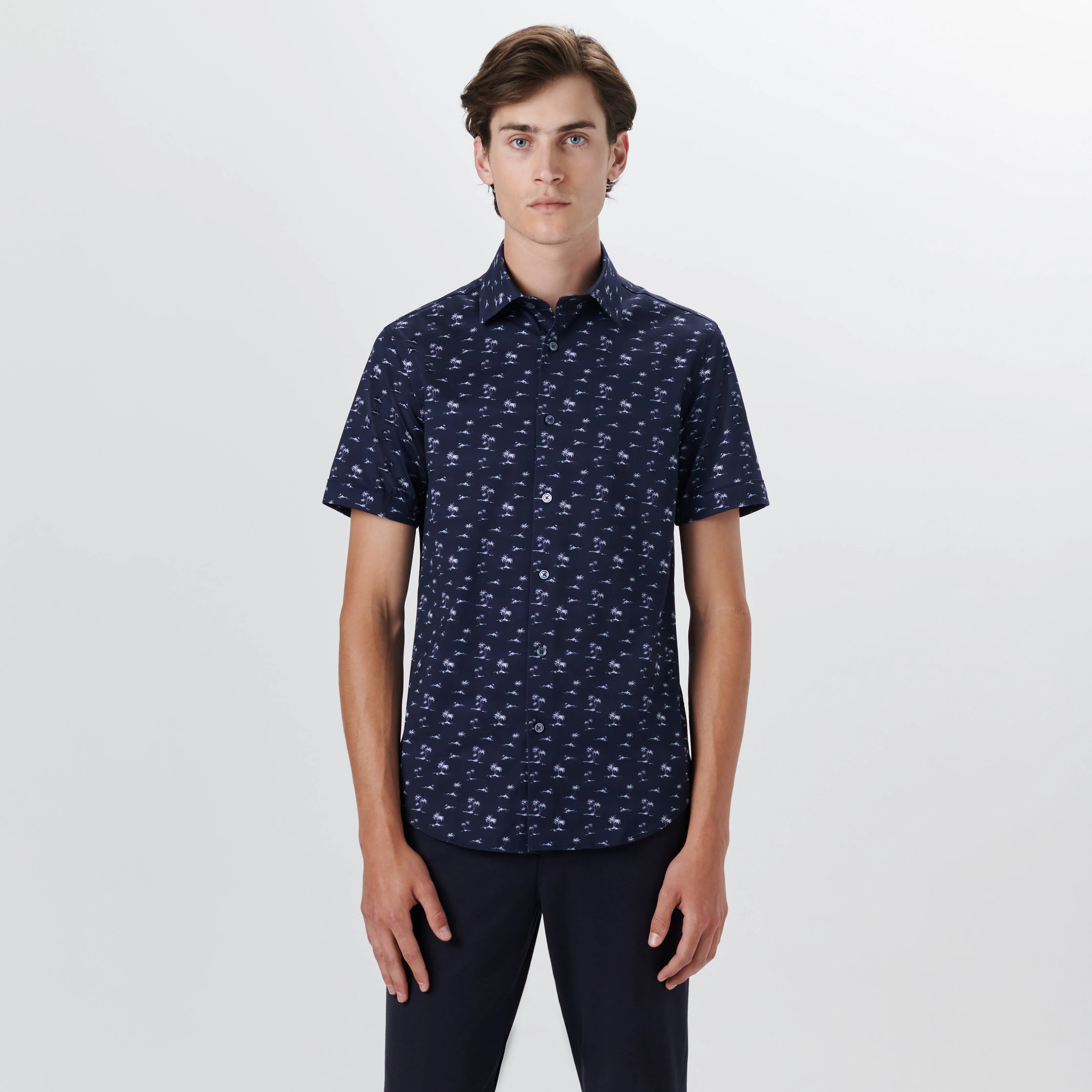 MILES Palm Tree Print OoohCotton Short Sleeve Shirt