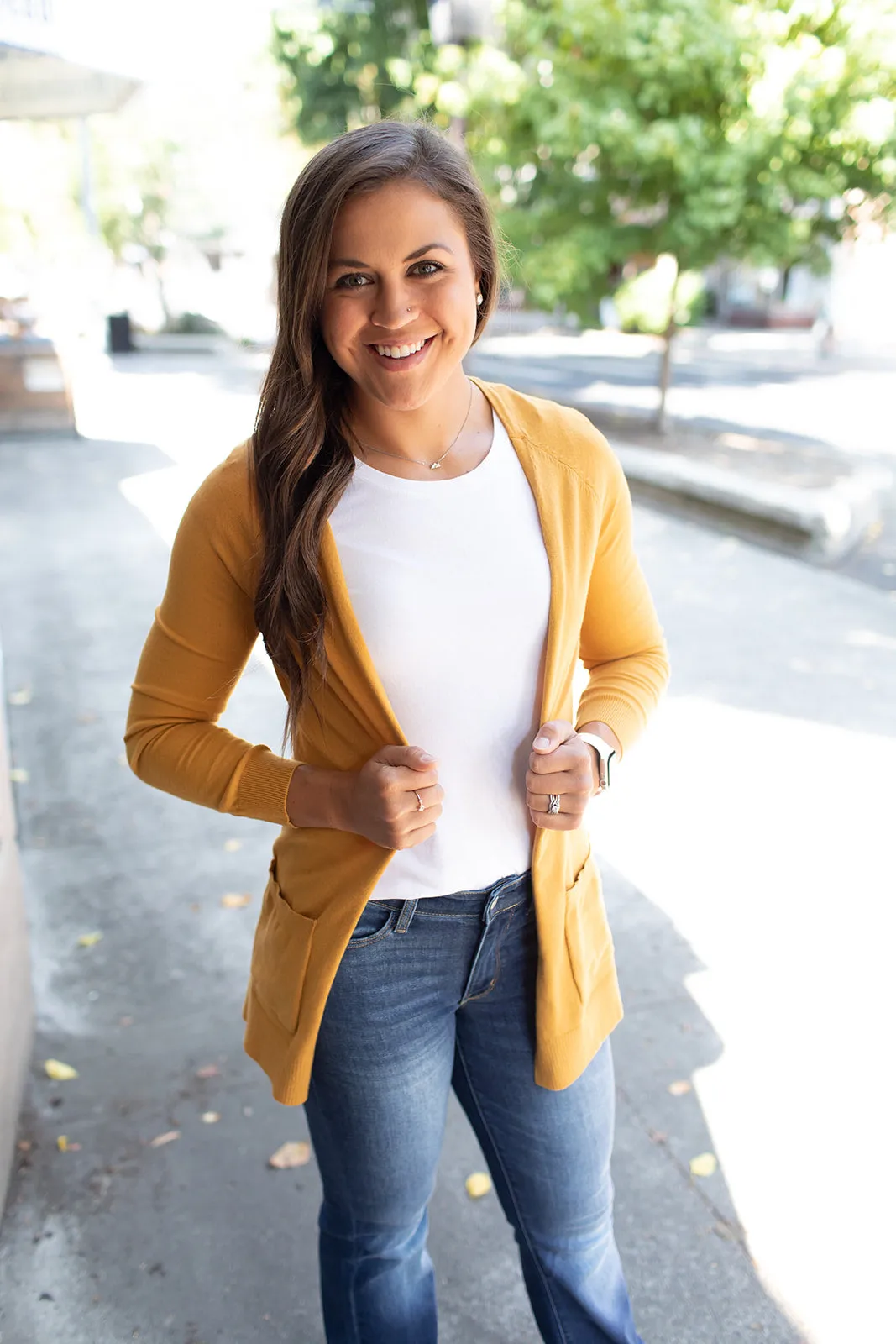 Mustard Raglan Pocket Cardigan