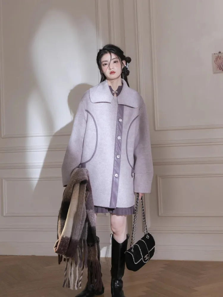 Night purple wool coat【s0000005788】