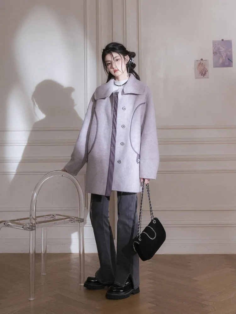 Night purple wool coat【s0000005788】