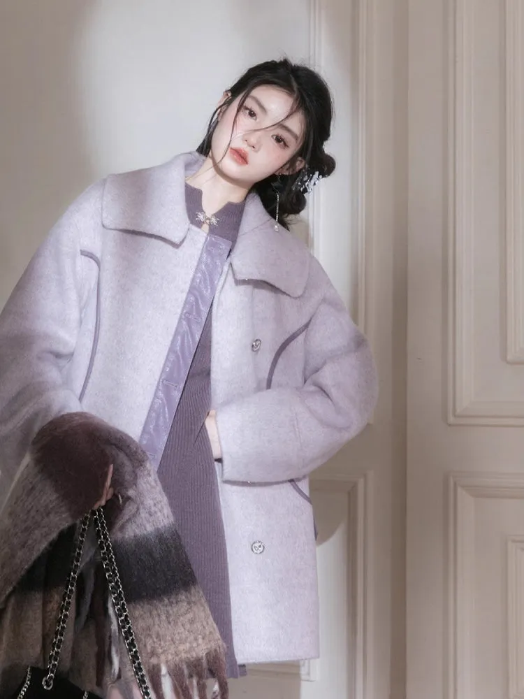 Night purple wool coat【s0000005788】