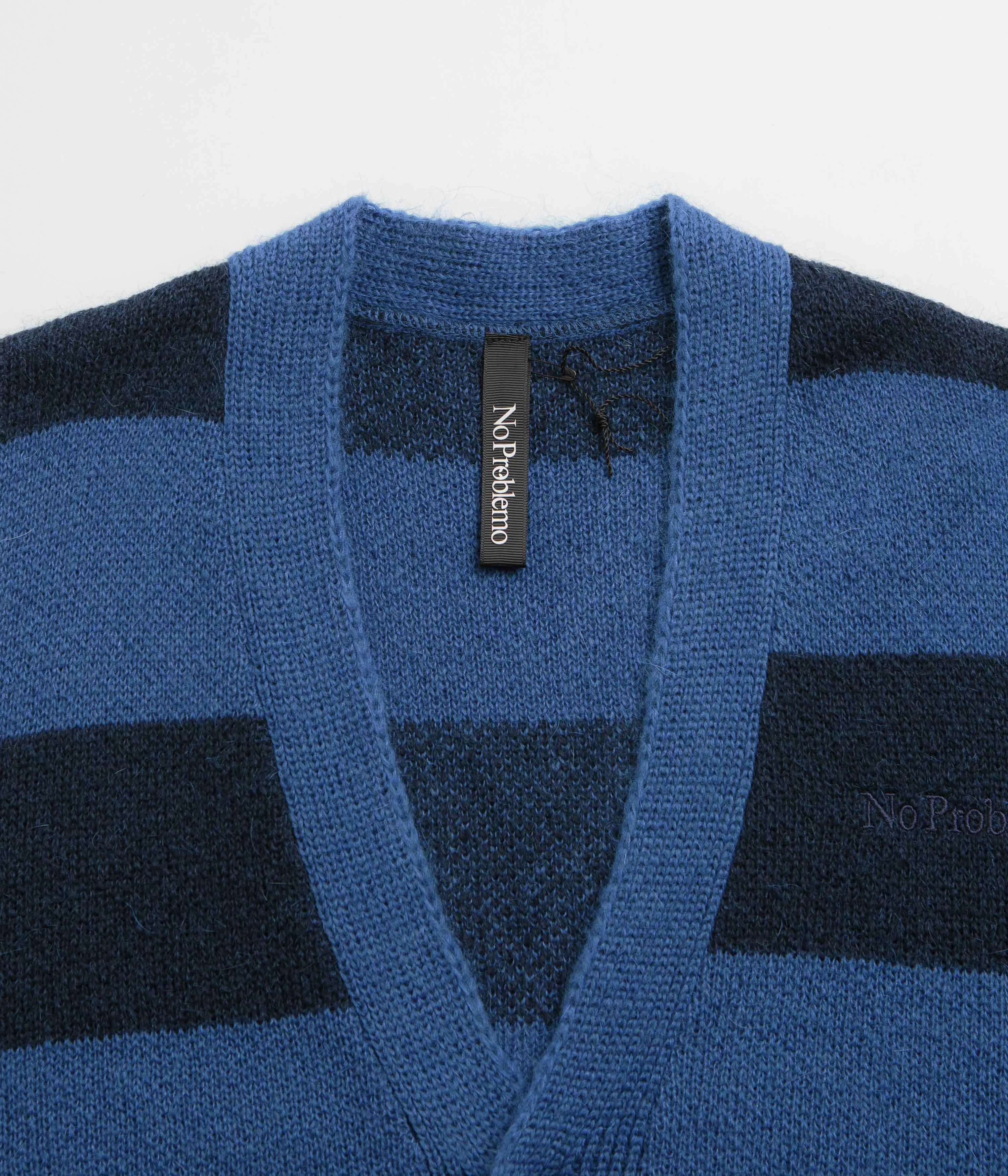 No Problemo Striped Mohair Oversized Cardigan - Blue Multi