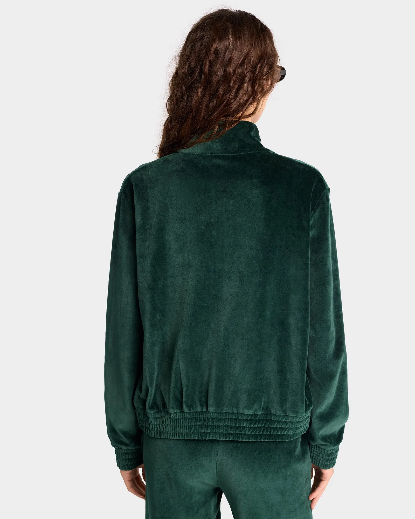 NY Crest Velour Track Jacket - Forest/Cream