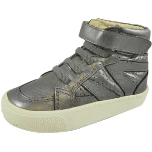 Old Soles Girl's and Boy's Rich Silver Leather Star Jumper Sneaker