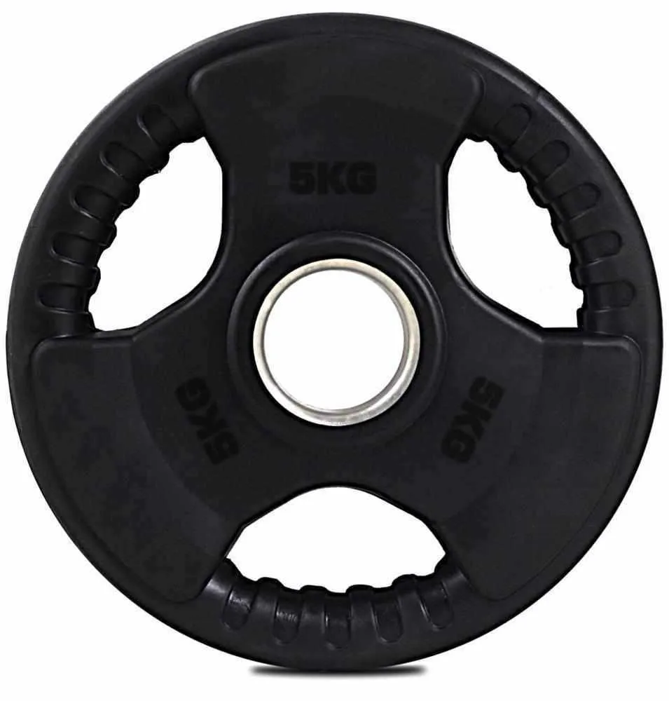 Olympic 2" Tri-Grip Rubber Encased Weight Plate 7.5kg - Black