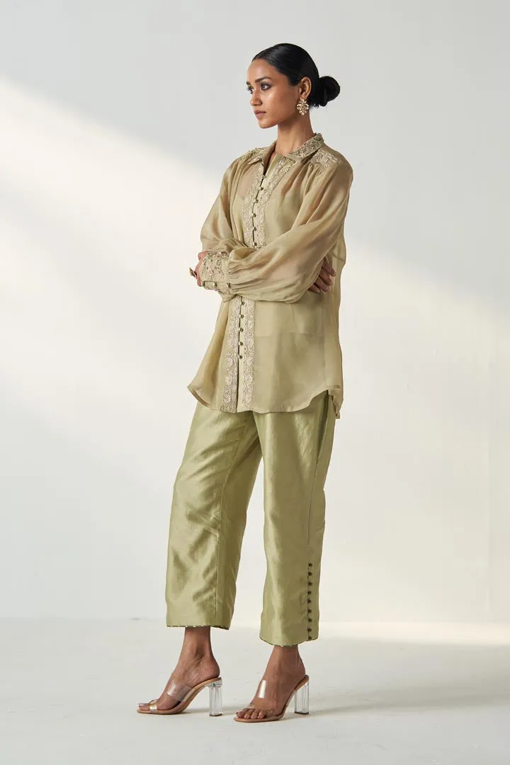 OORVI GREEN SHIRT PANT SET