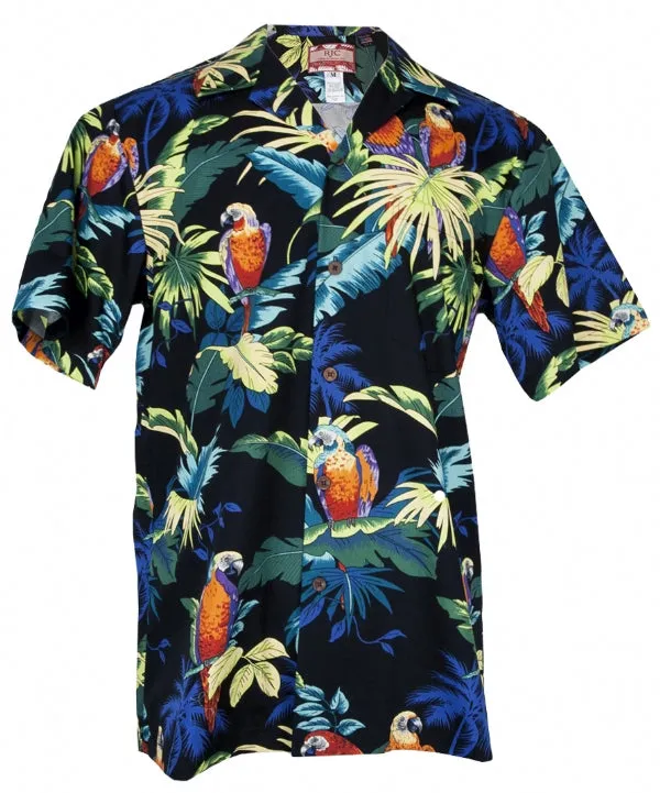 Paradise Parrots Mens Shirt in Black