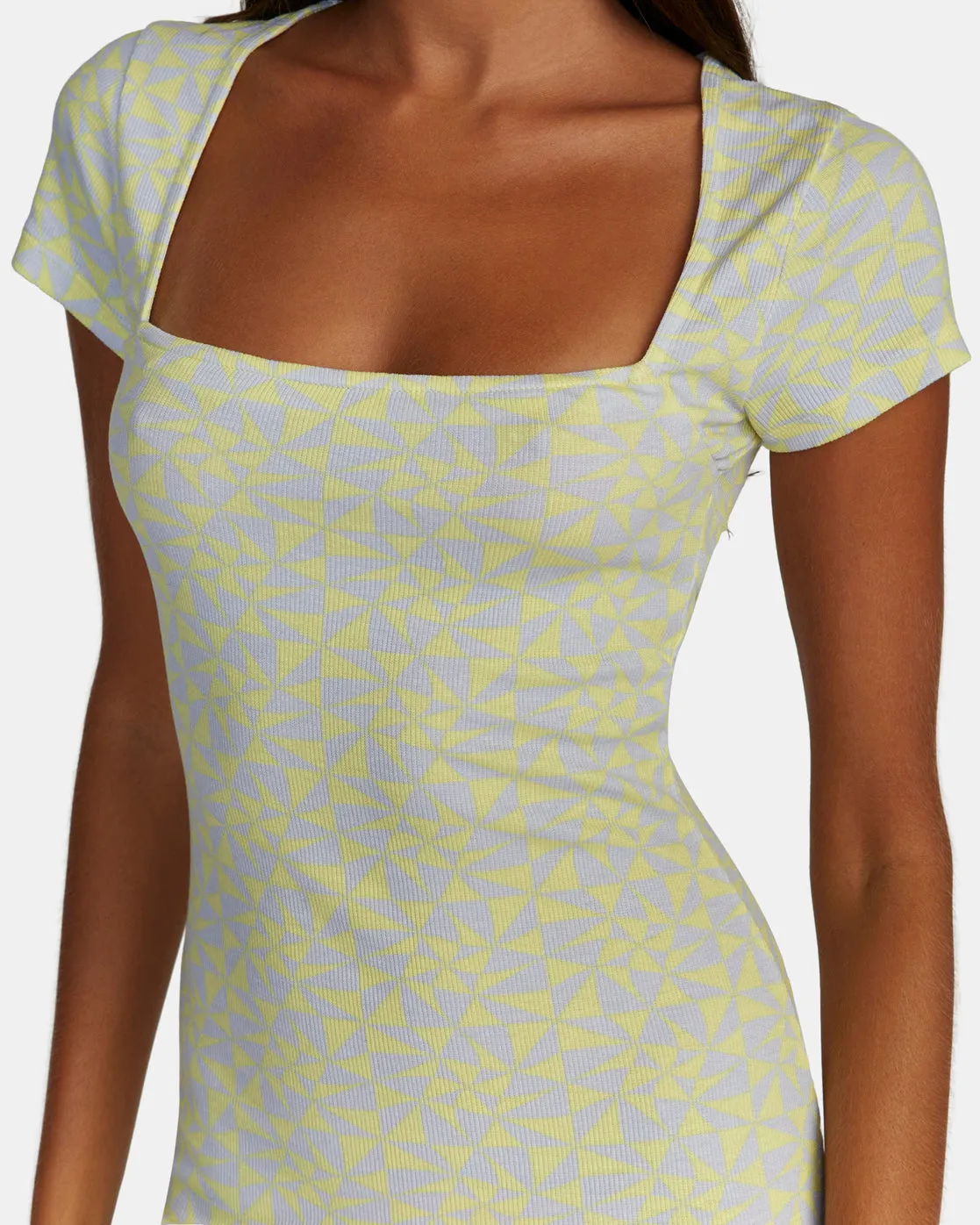 Partition Midi Dress - Lime Yellow