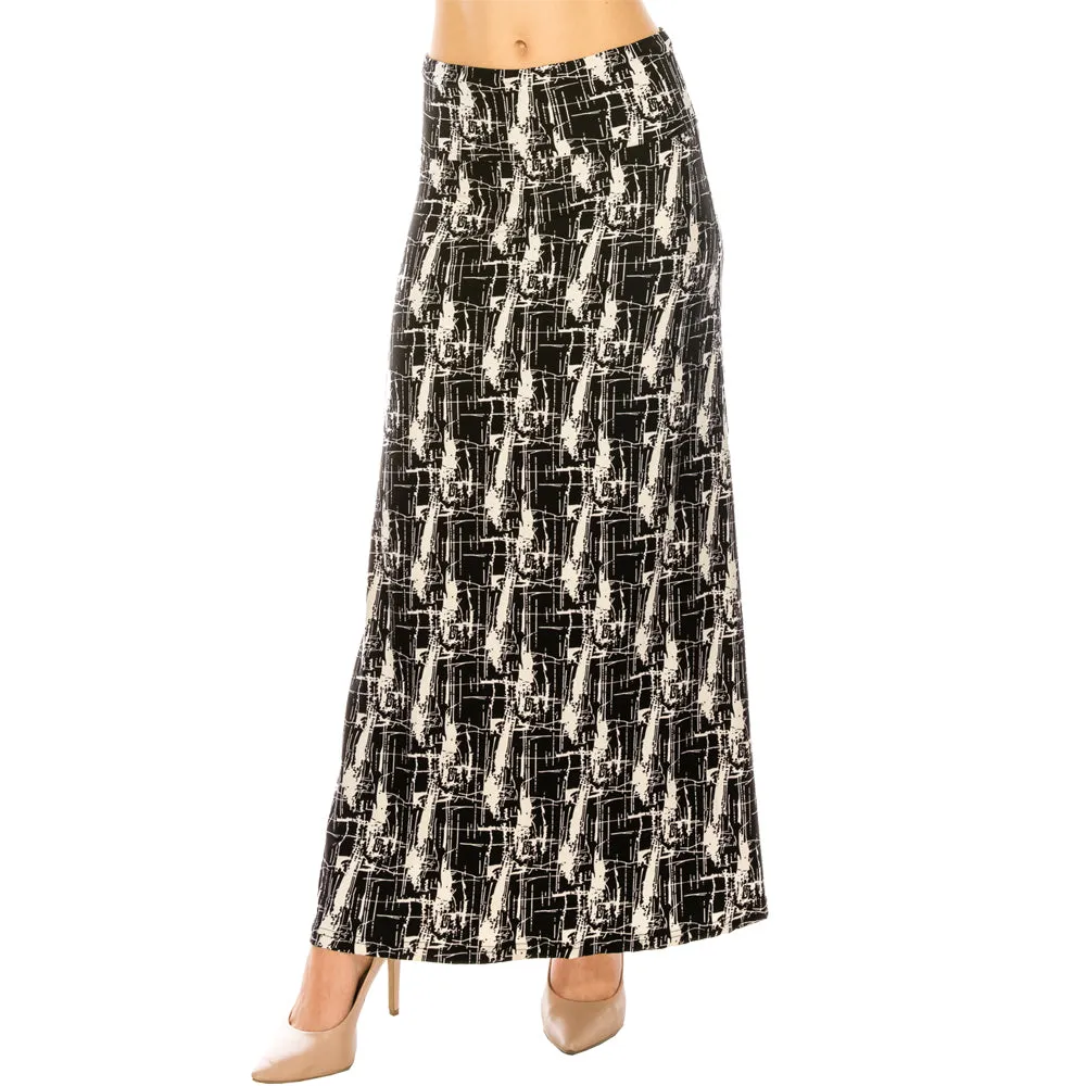 Patterned Fold Over Maxi Skirts