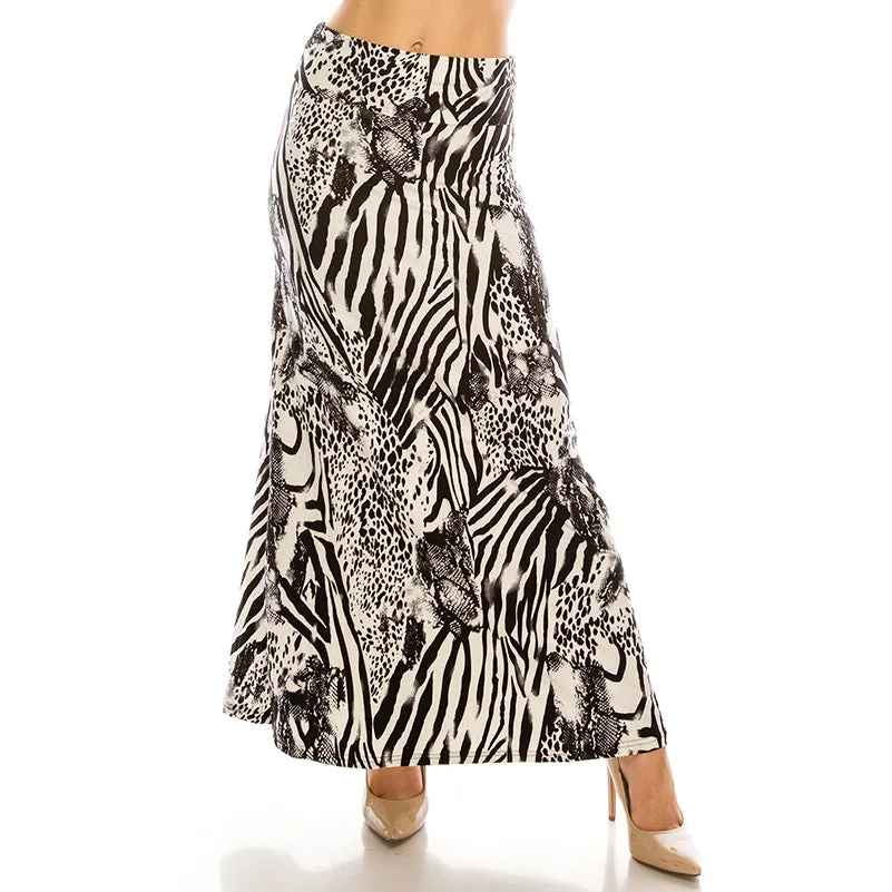 Patterned Fold Over Maxi Skirts