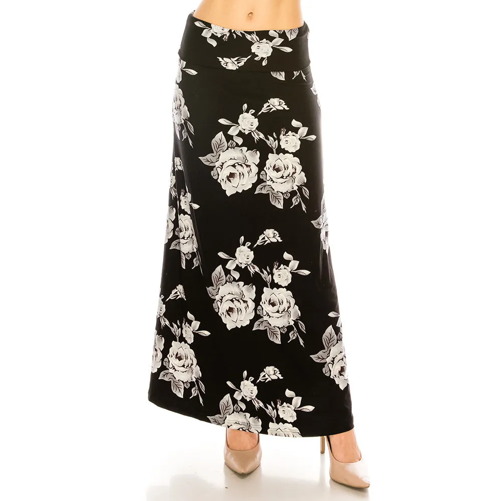 Patterned Fold Over Maxi Skirts