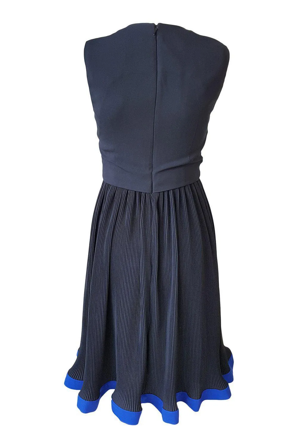 PAUL SMITH Black Blue Colour Block Pleated Skirt Skater Dress (6)