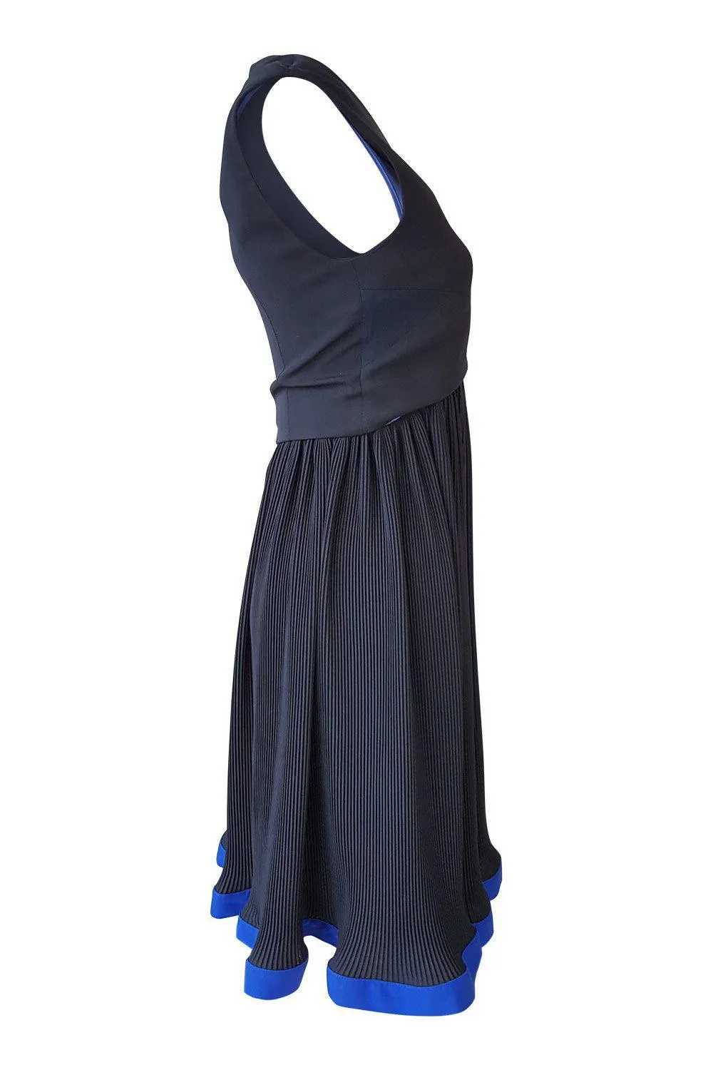 PAUL SMITH Black Blue Colour Block Pleated Skirt Skater Dress (6)