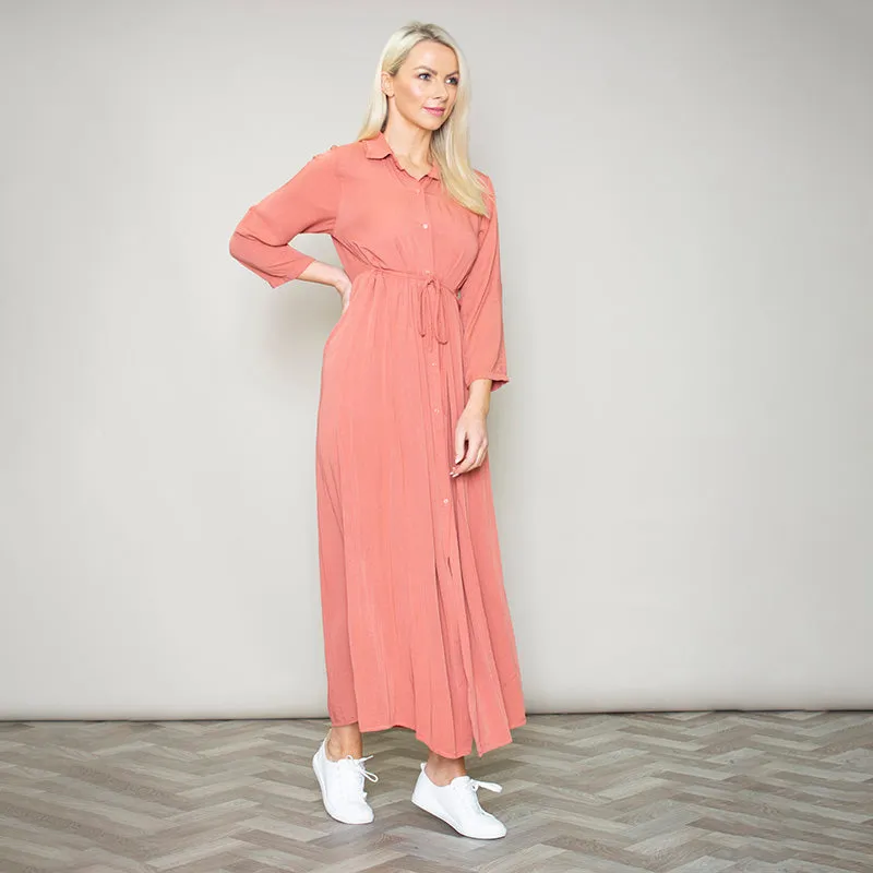 Pillo Peach Maxi Shirt Dress