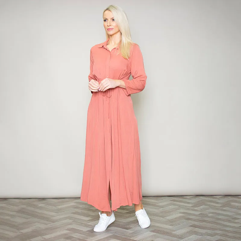 Pillo Peach Maxi Shirt Dress