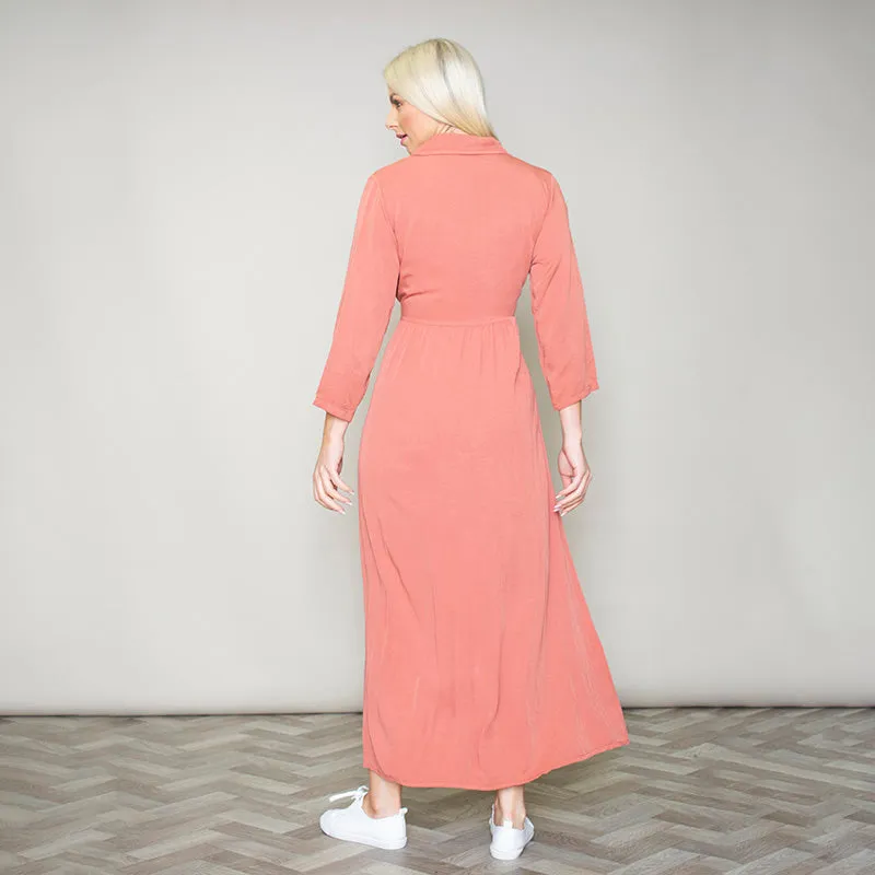 Pillo Peach Maxi Shirt Dress