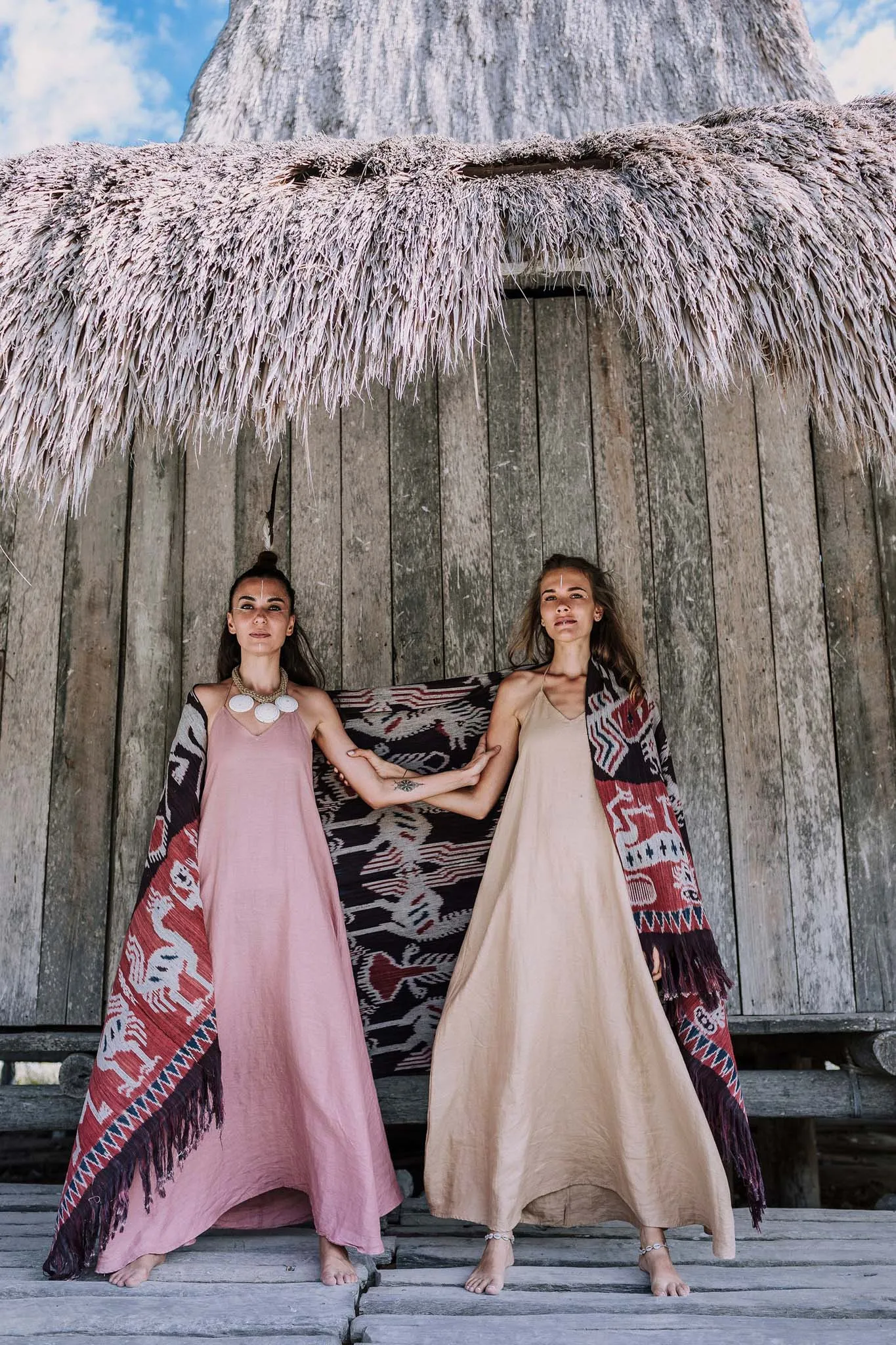 Pink Linen Boho Bridesmaid Slip Dress