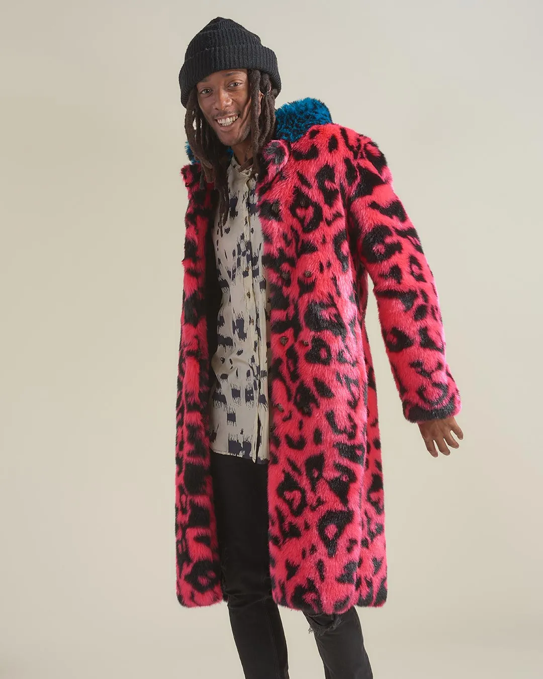 Pink Panther Calf Length Faux Fur Coat | Men's