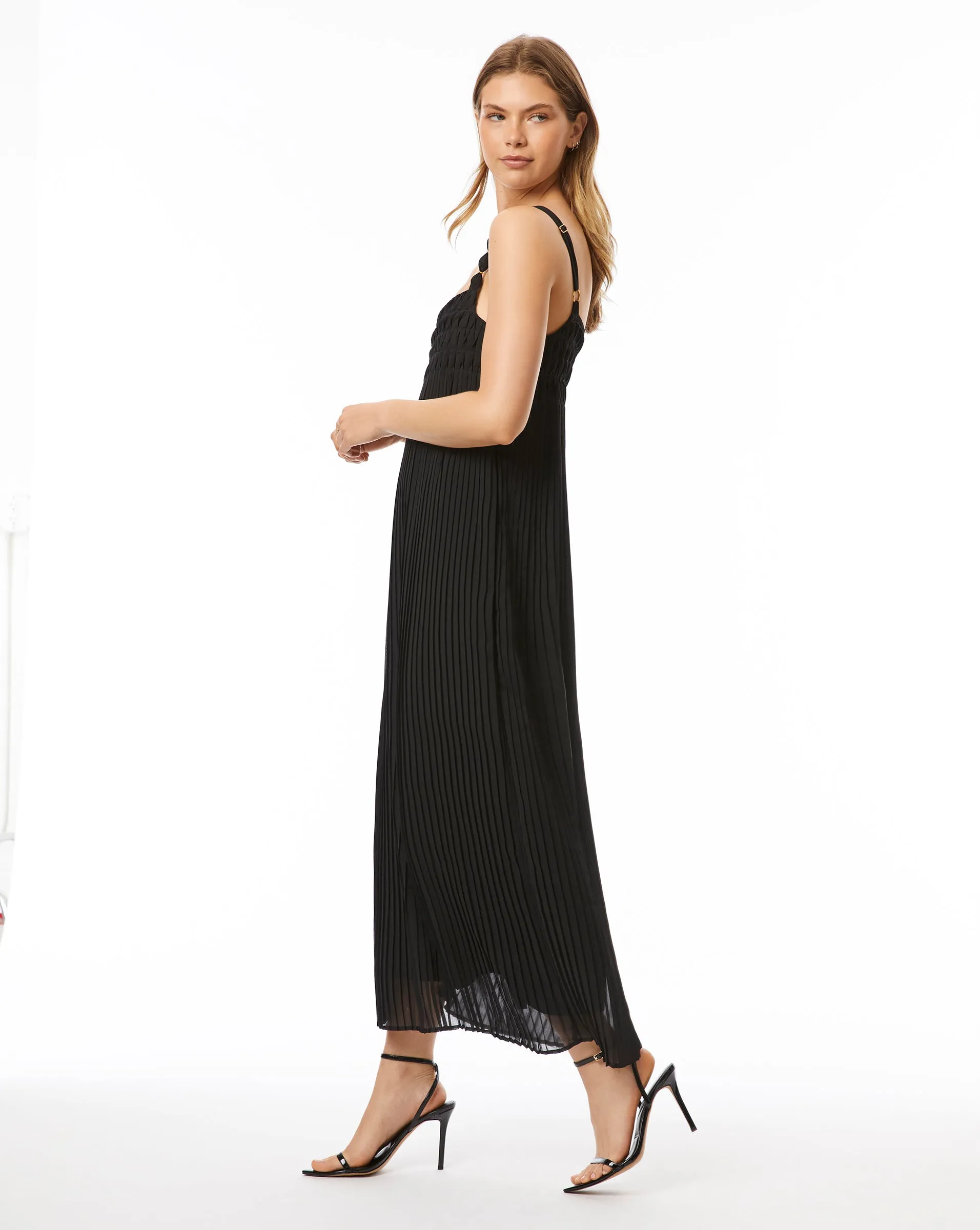 Pleated Column Maxi Dress