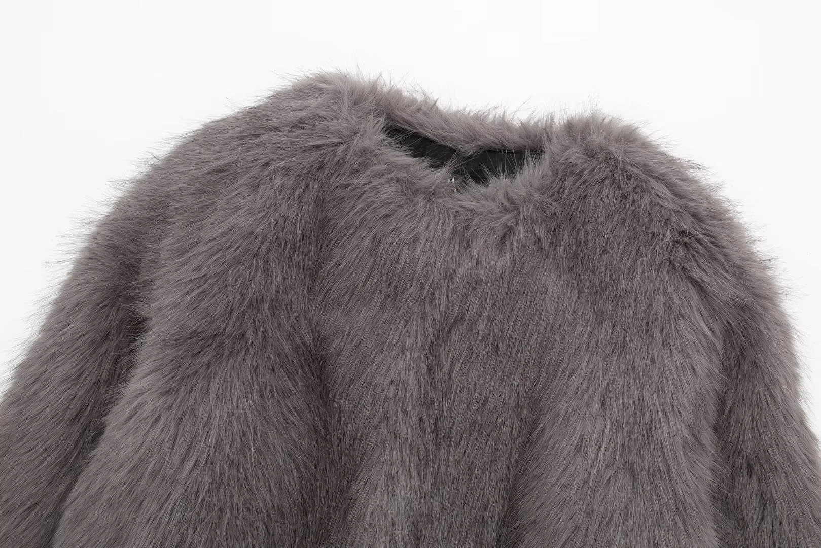 Pre Order: Gray Faux Fur Short Coat