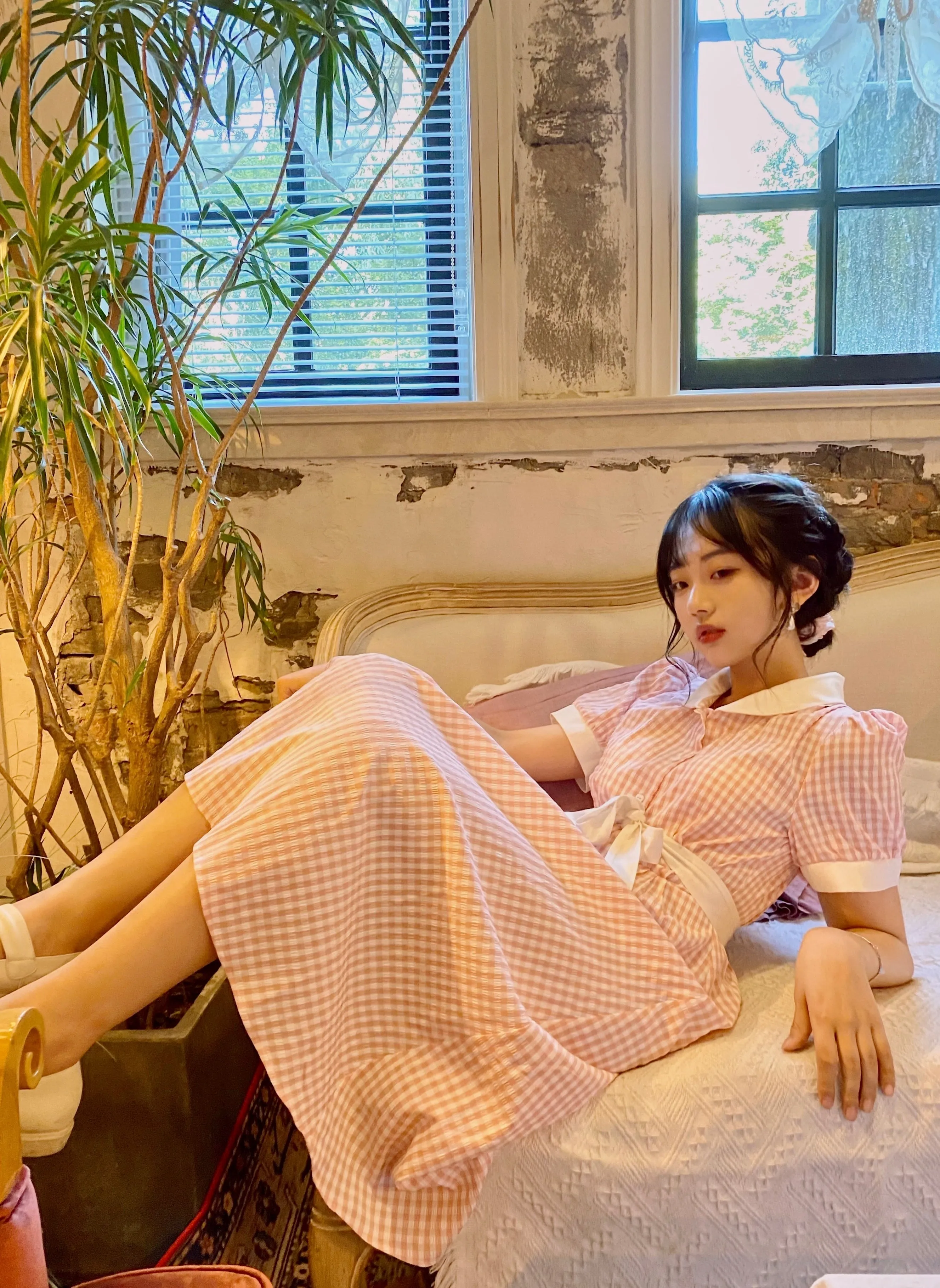 [Premium Selected] Arrived In Dream Land Gingham Dress (designer Rose Candy)