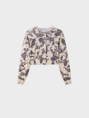 Printed Cardigan-Bone Paisley