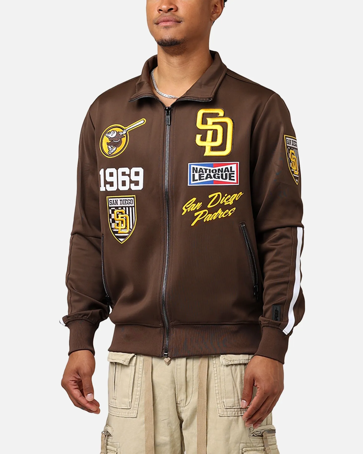 Pro Standard San Diego Padres Fast Lane Track Jacket Brown