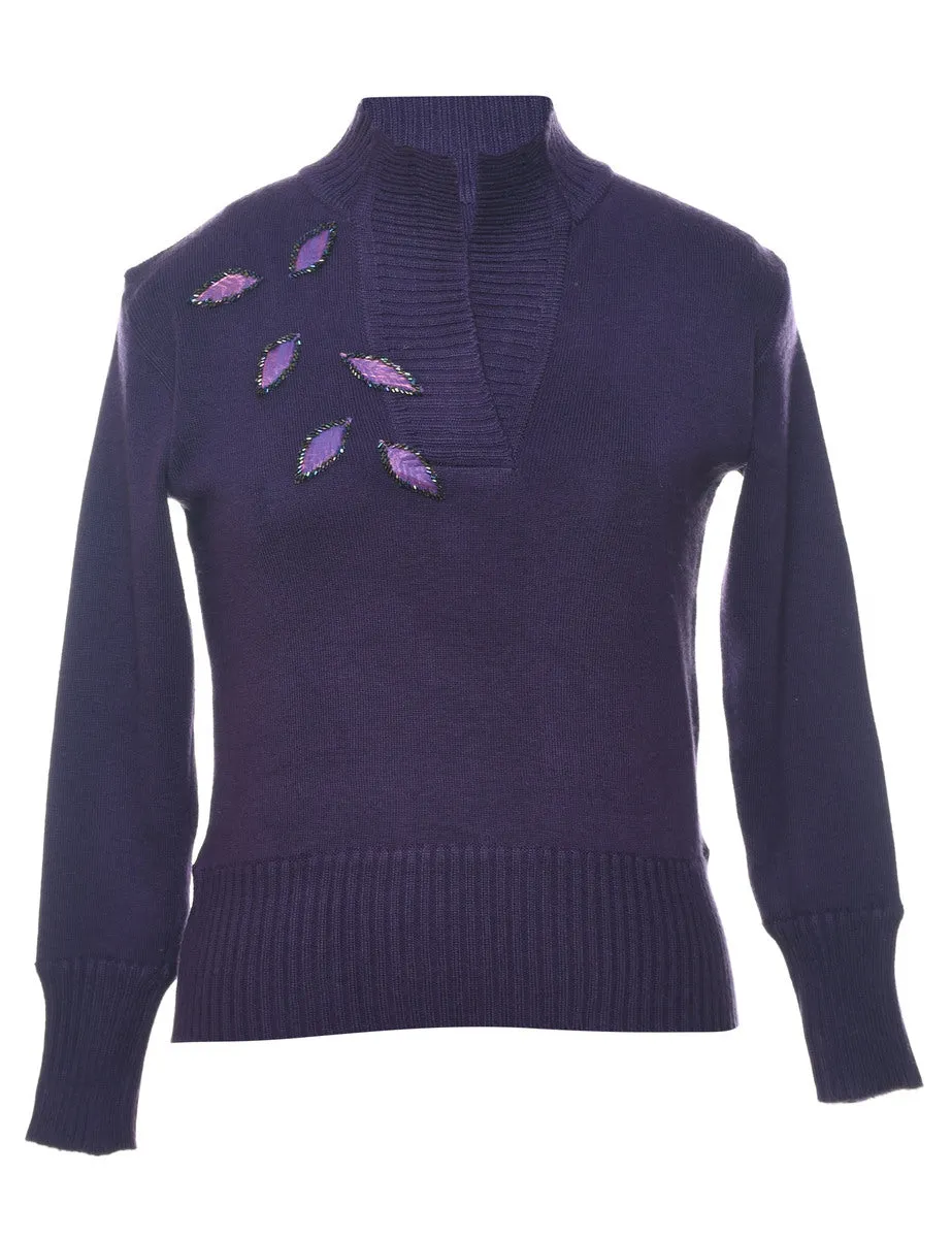 Purple Sparkly Beaded Jumper - S