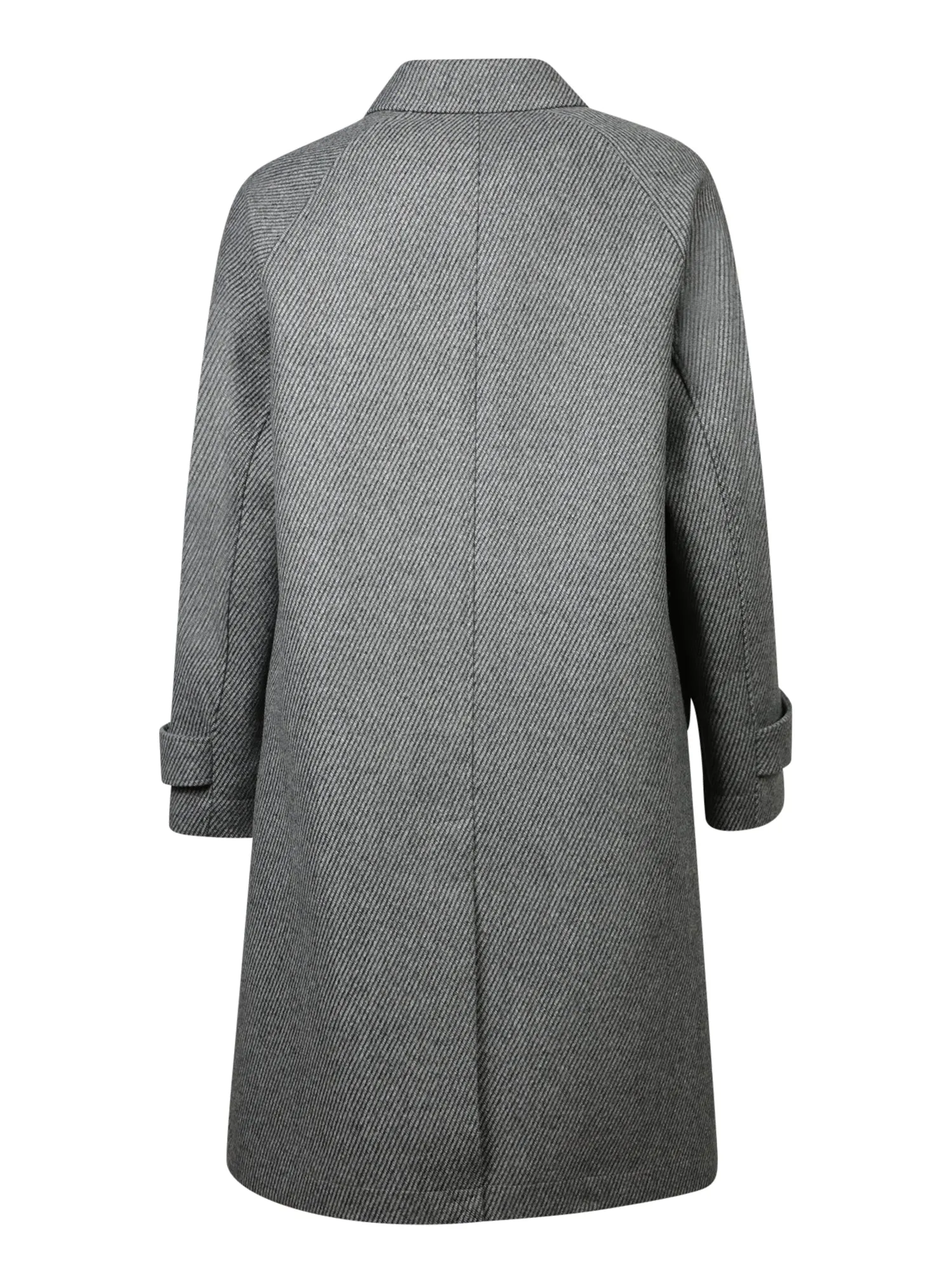 Raglan Wool Stripes Grey Coat