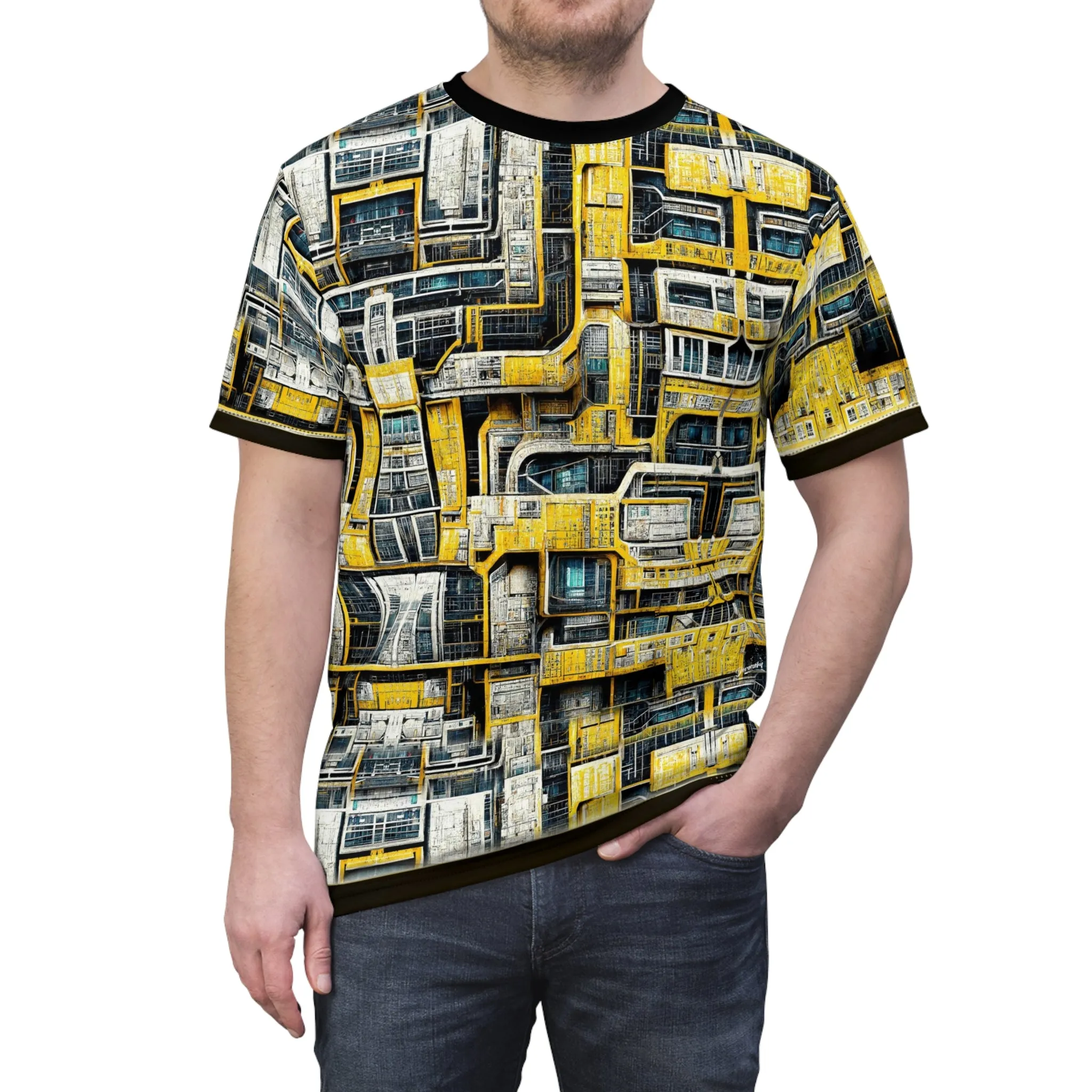 Retro Steampunk T-Shirt Unisex Geometric Print Tee Art Deco Unisex T-Shirt | D20126